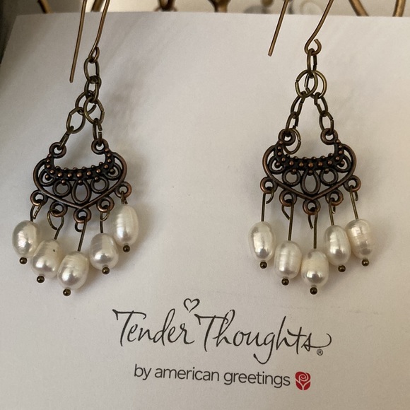 Earrings with pearls, chandelier style - Picture 3 of 7